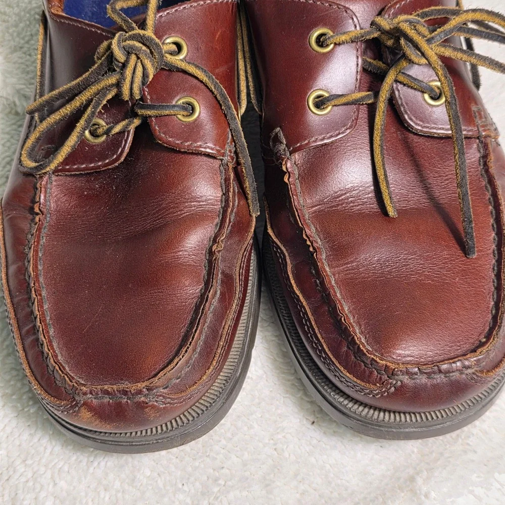 VTG Rockport Boat Shoes Oxblood Brown Leather Moc Toe Mens 10M